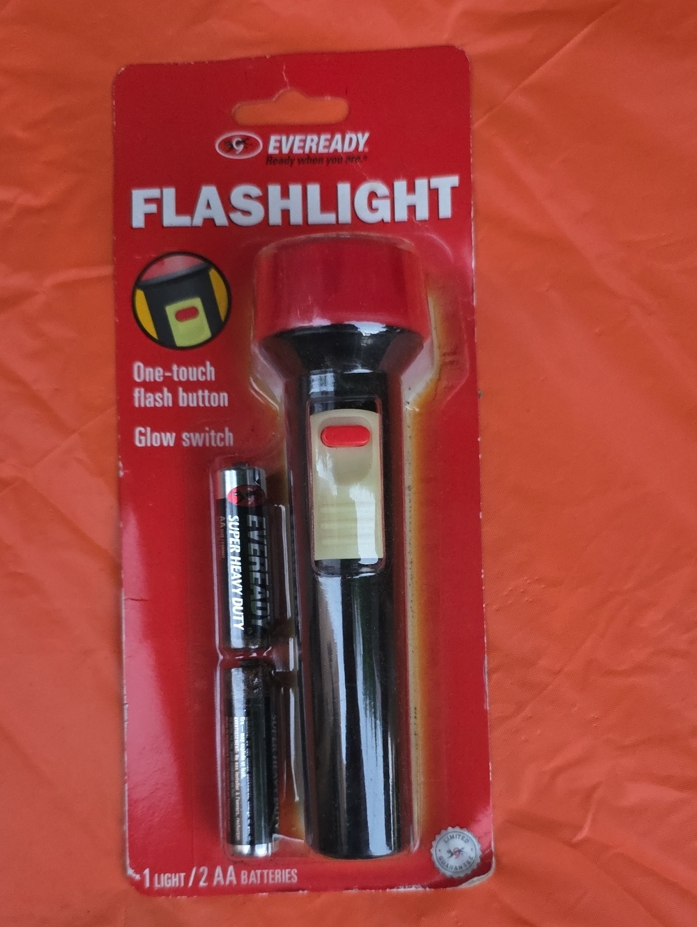 Lot Of 20 Eveready Black and Red Flashlights with Glow Switch